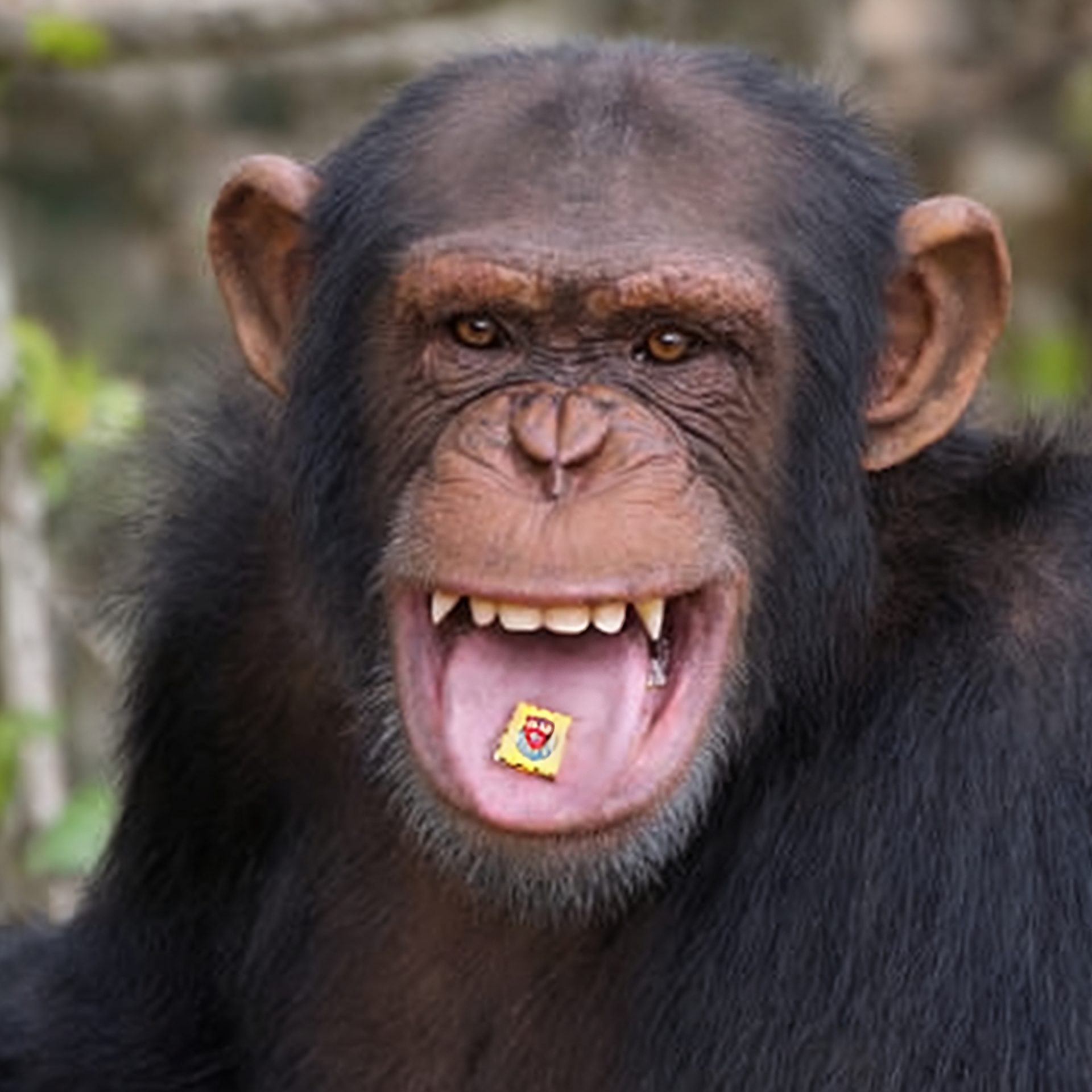 Alpha male chimp doing lucy