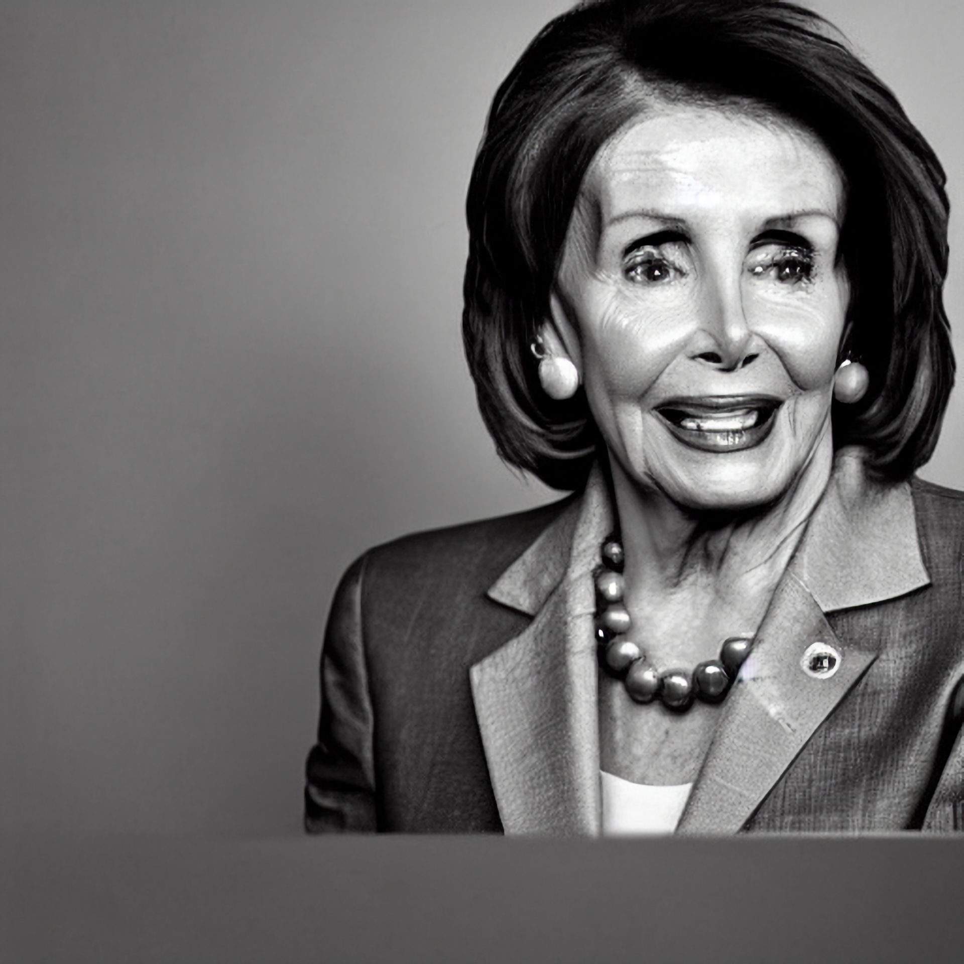 Black and white portrait of Nancy Pelosi