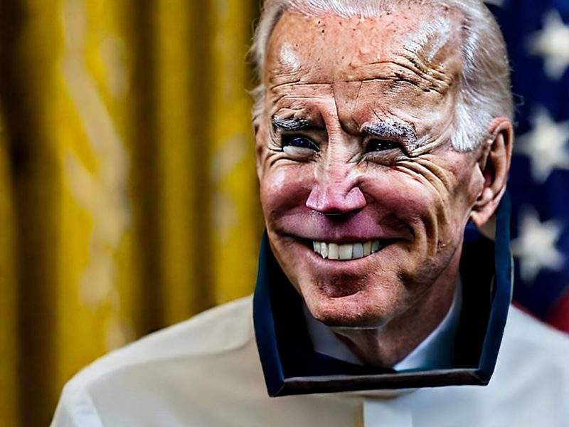 Joe Biden with a smirk on his face