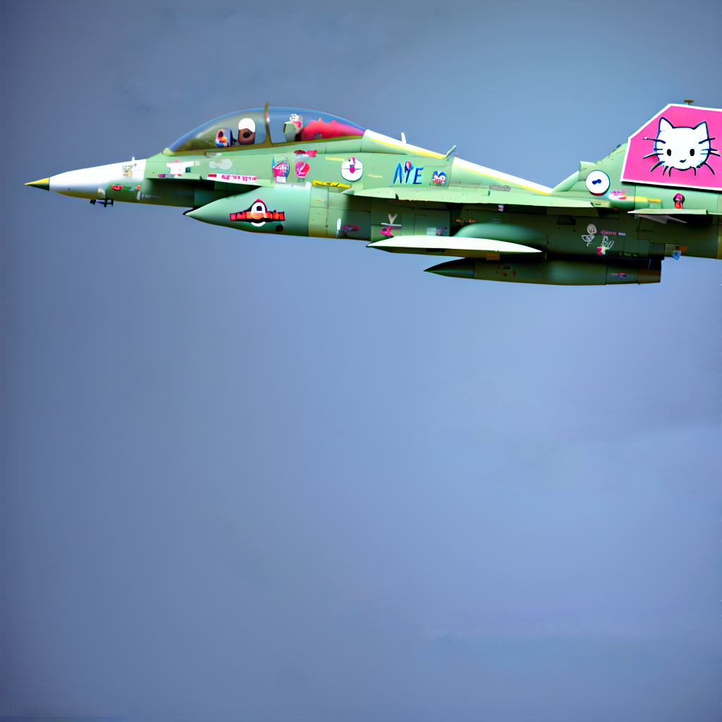 Military fighter jet with Hello Kitty logotype
