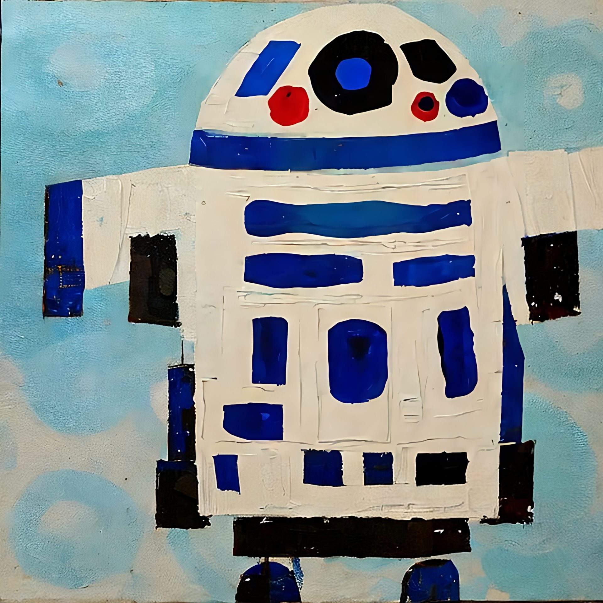 Naive oil painting of R2.D2