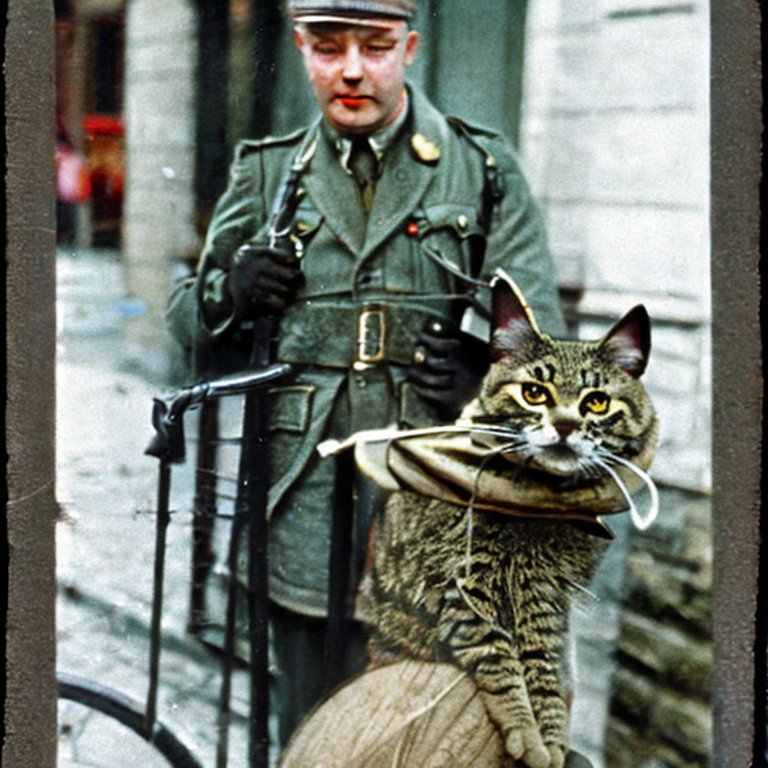 Nazi soldier and his cat