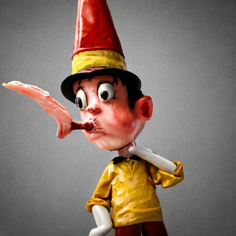 Pinocchio built with human parts