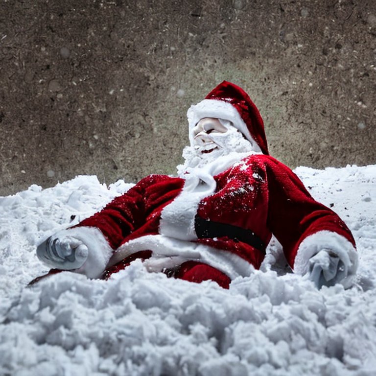 Santa Claus frozen to death