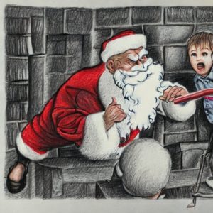Santa Claus punishing young boy