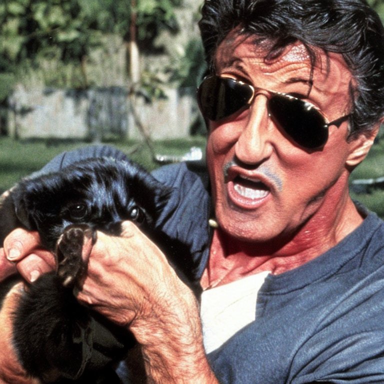 Sylvester Stallone and a puppy